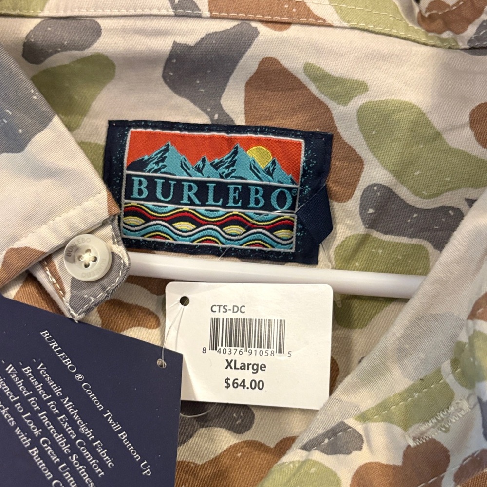 Burlebo Multicolor Camo Button Down Shirt - Picture 2 of 2